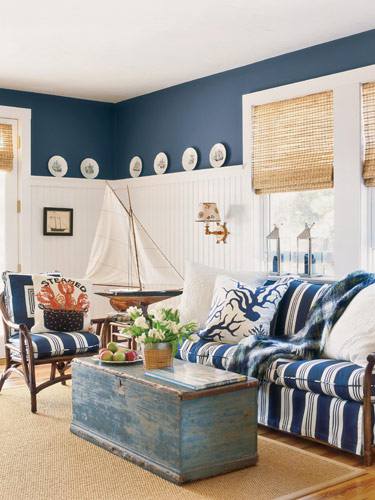 in office study ralph lauren home outdoor fabric on chair cushions and sleeper sofa - Cape Cod Living Room in office study ralph lauren home outdoor fabric on chair cushions and sleeper sofa - Cape Cod Living Room